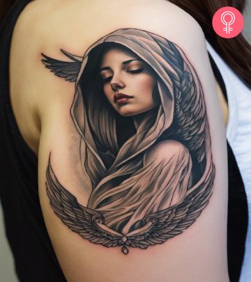 Hooded angel tattoo