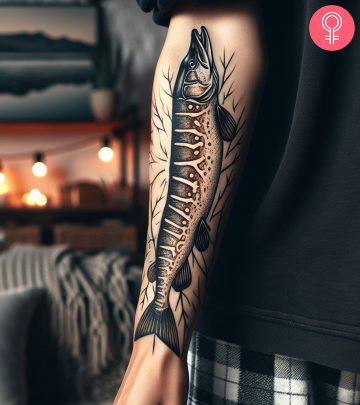 Pike tattoo on the forearm of a woman
