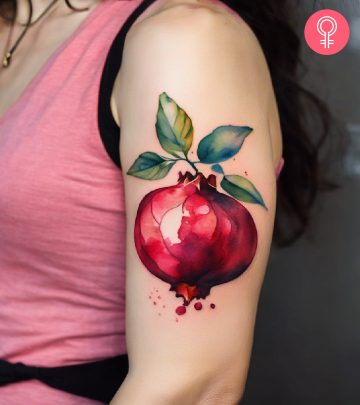 Pomegranate tattoo on a woman