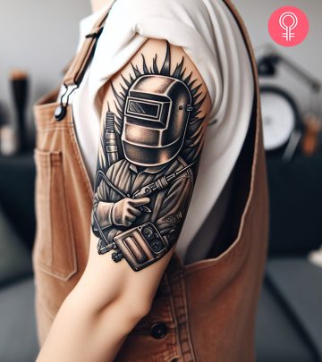 Welding tattoo on the upper arm