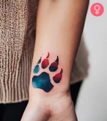 Wolf paw tattoo on the wrist
