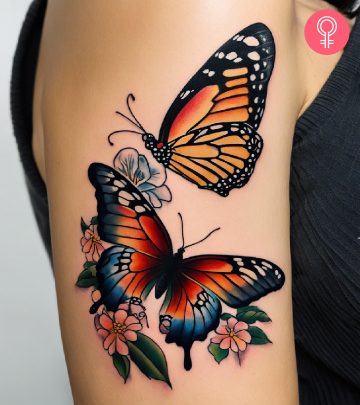 A butterfly rebirth tattoo on a woman’s arm