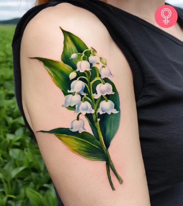 May birth flower Lily of the Valley tattoo on the arm