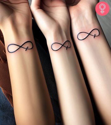 Matching infinity symbols on three cousins on the wrist