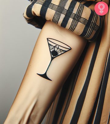 A martini tattoo on a woman