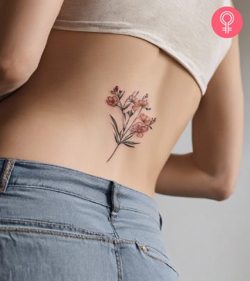 A woman with a classy feminine lower back tattoo