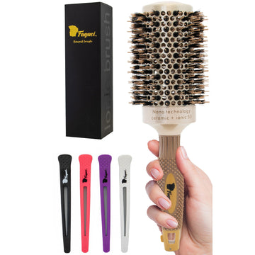 Bossman 2 Round Boar & Nylon Bristle Hair Brush for Blow Dryer, Styling, Curling, Detangling and Straightening