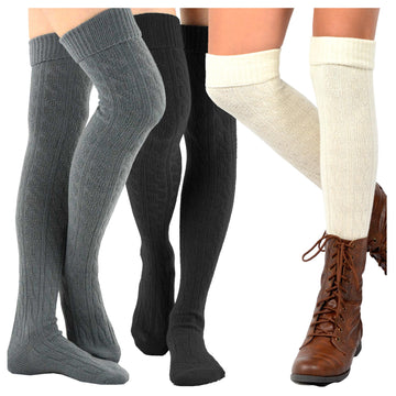 Women Girl Tween Colorful Knees High Plain Warm Tights Long Socks