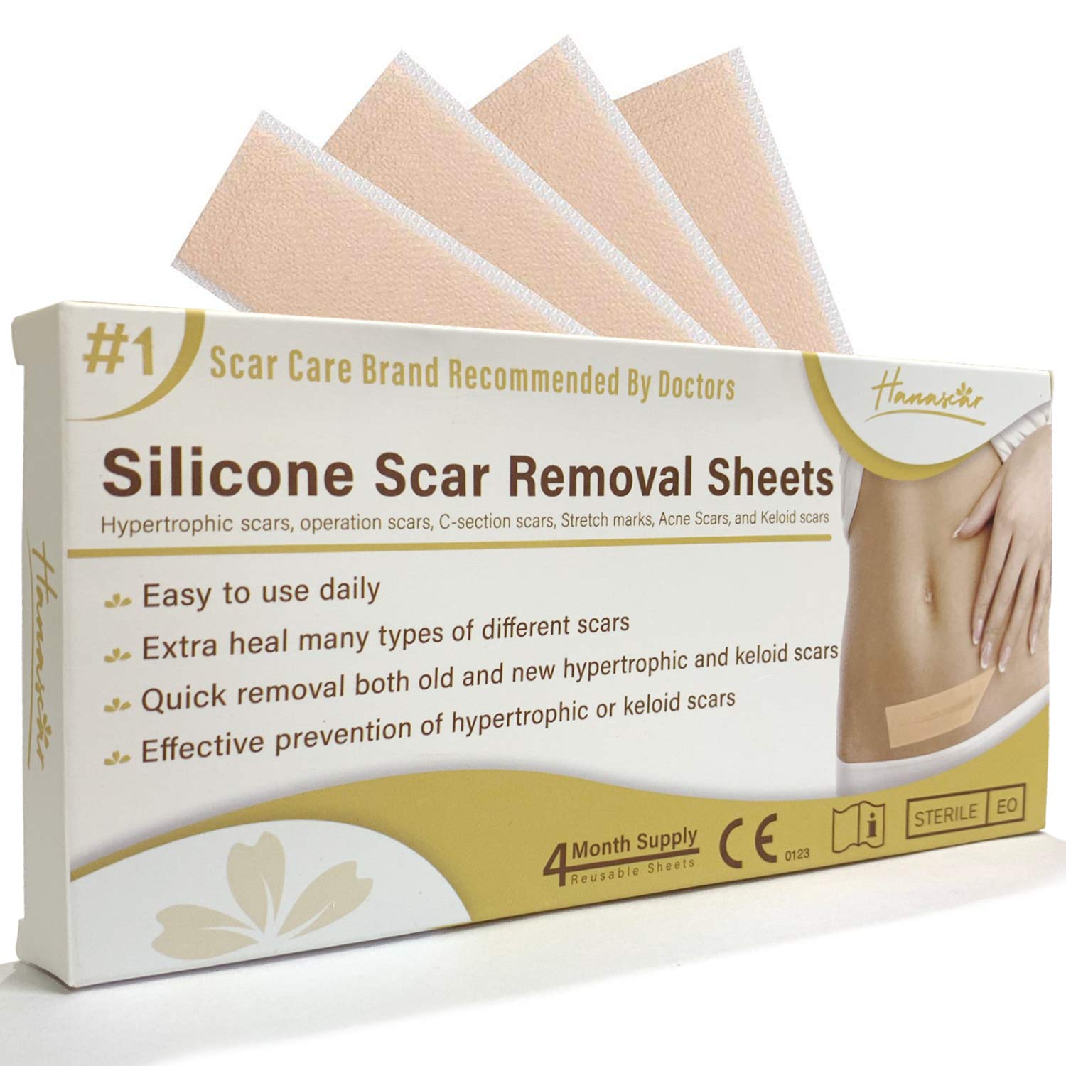 Aroamas, Silicone Scar Removal Sheets for Keloid, C-Section, Hypertrop