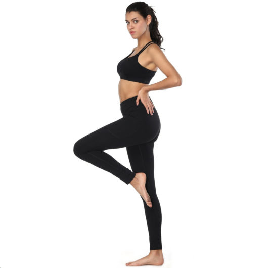 NKOOGH Black Leggings Yoga Pants Petite Short Women'S 2 In 1 Flowy