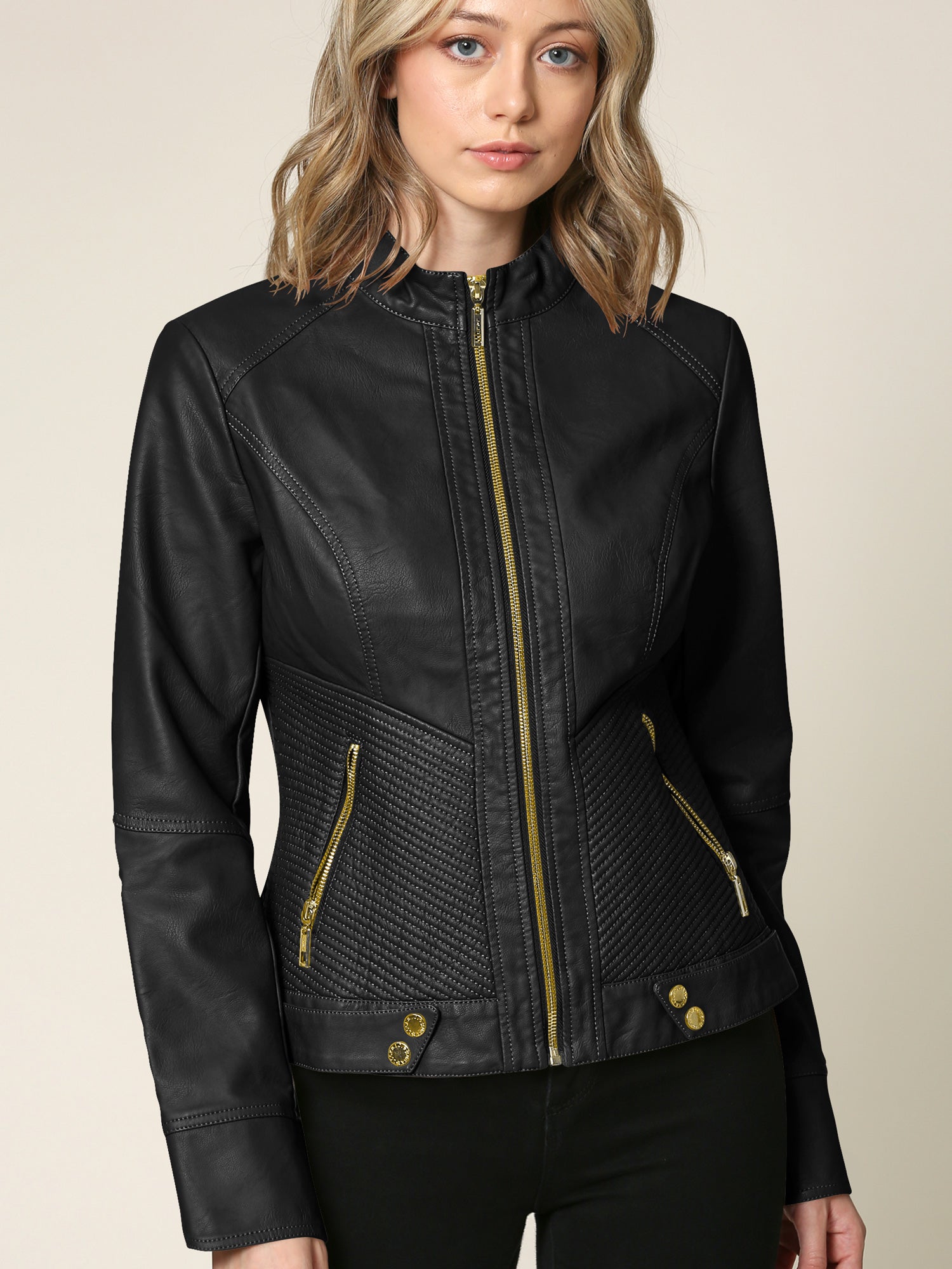 Ly Varey Lin Women Black Faux Leather Jackets Casual Short Oversized Coat Asymmetrical Motor Biker Jacket