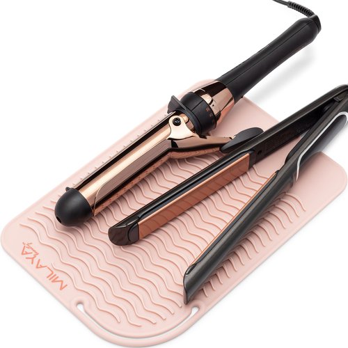 ZAXOP 2 Pack Heat Resistant Silicone Mat Pouch for Flat Iron, Curling  Iron,Hair Straightener,Hair Curling Wands,Hot Hair Tools (Purple & Black)  Purple-black