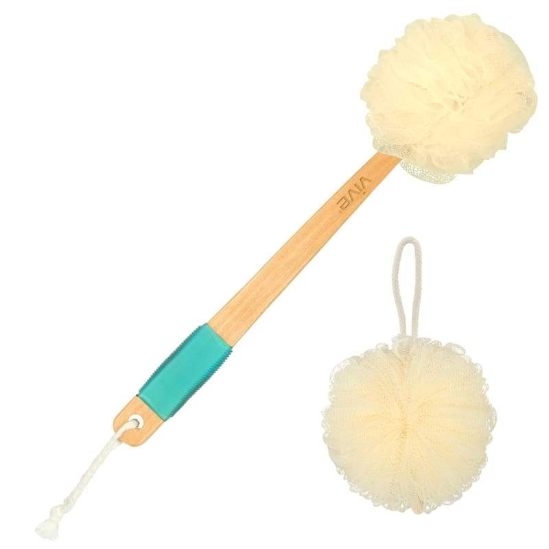 Vive Back Scrubber Brush for Shower - for Dry or Wet Body Brushing - Long  Handle - Cleaning Lymphatic Drainage Handled Washer for Men Women -  Showering Bathing Exfoliator with Soft 