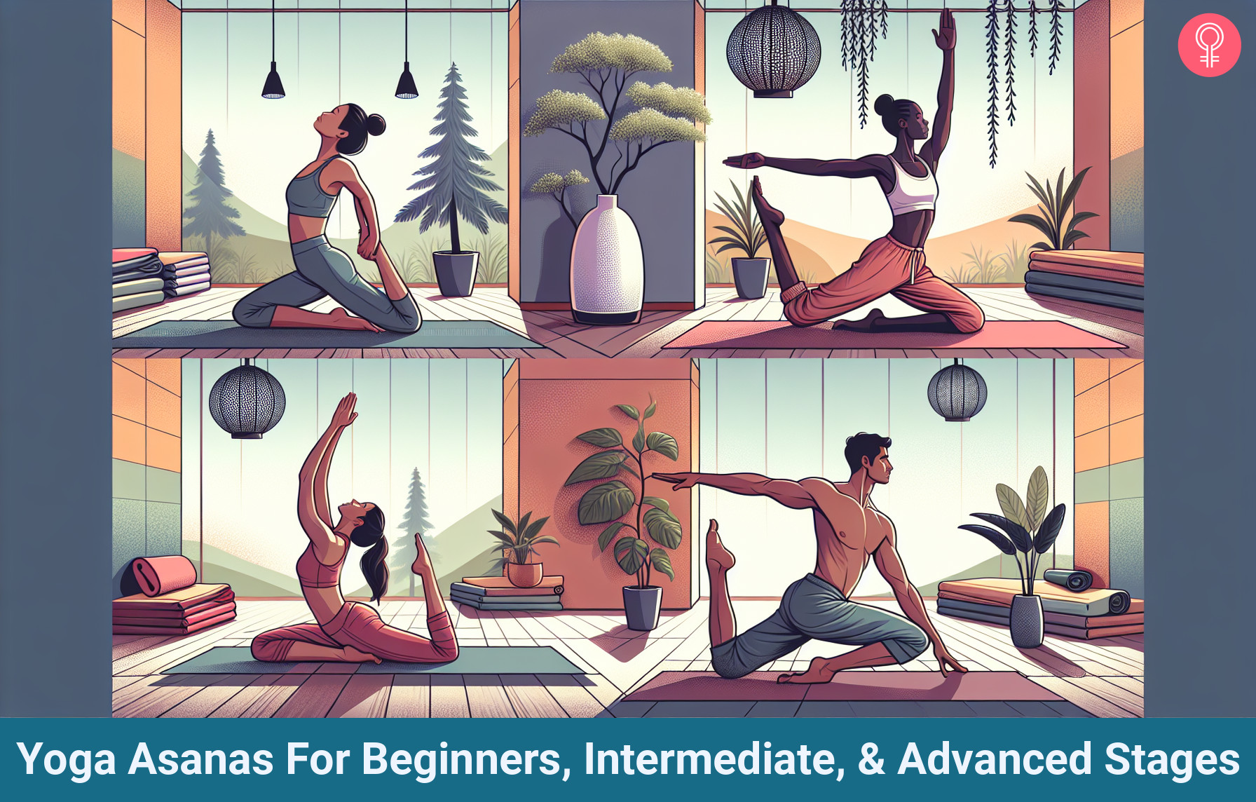 yoga asanas for beginners intermediate advanced stages illustration